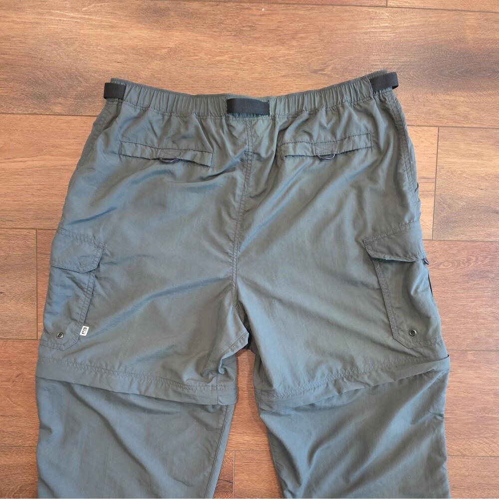 REI Pants Mens Large Green Convertible Nylon Cargo Hiking Zip Off Outdoor - Picture 14 of 15